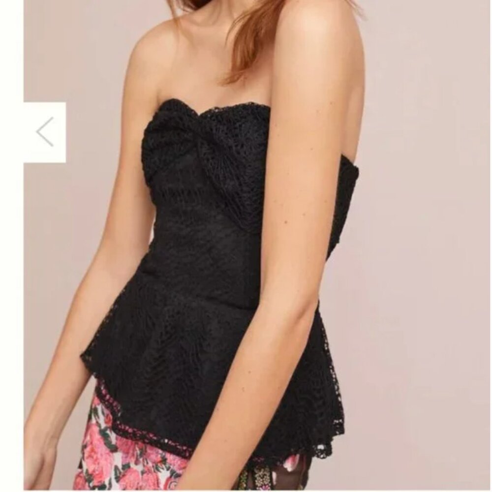 ⭐Porridge Strapless Lace Peplum Hipster Art Boho Classy Elegant Party Blouse Top